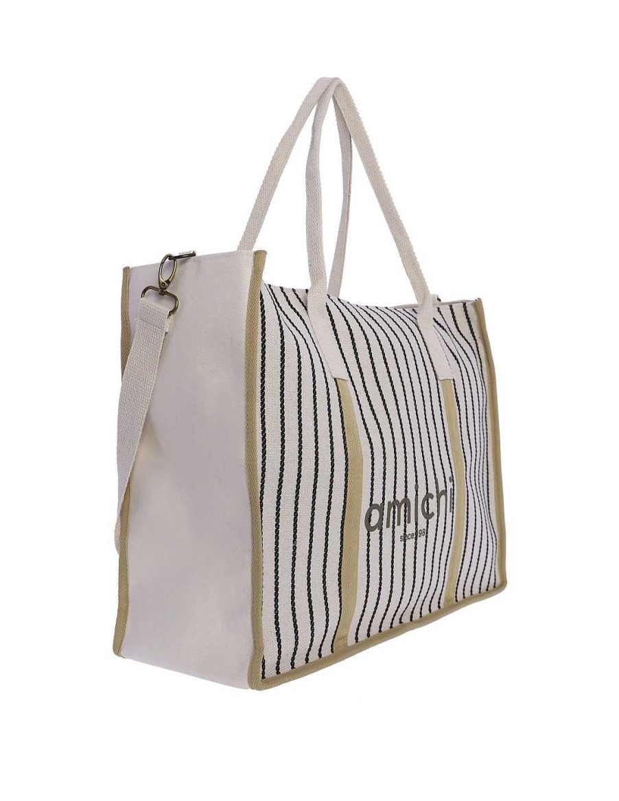 Bolsos AMICHI | Bolso De Playa Para Mujer Amichi Sibila Con Cremallera Natural