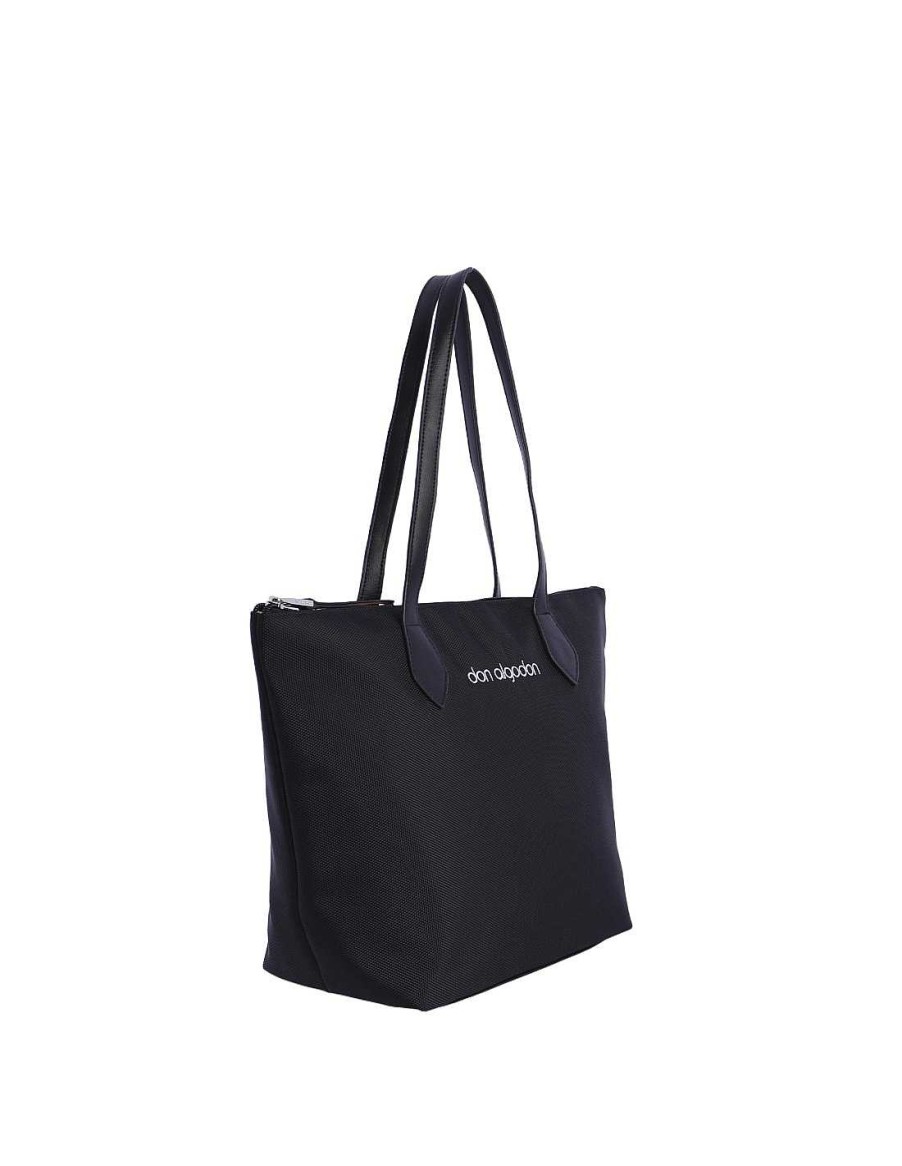 Bolsos DON ALGODON | Bolso Shopper Para Mujer Don Algodon Telma De Nylon Con Cremallera Negro