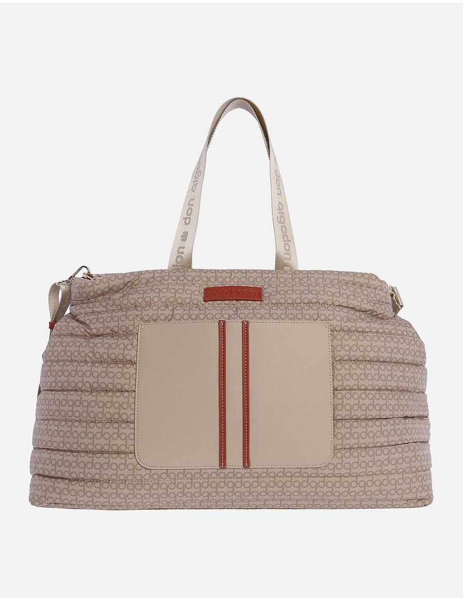 Bolsos DON ALGODON | Bolsa De Fin De Semana Para Mujer Don Algodon Marta De Nylon Con Cremallera Beige