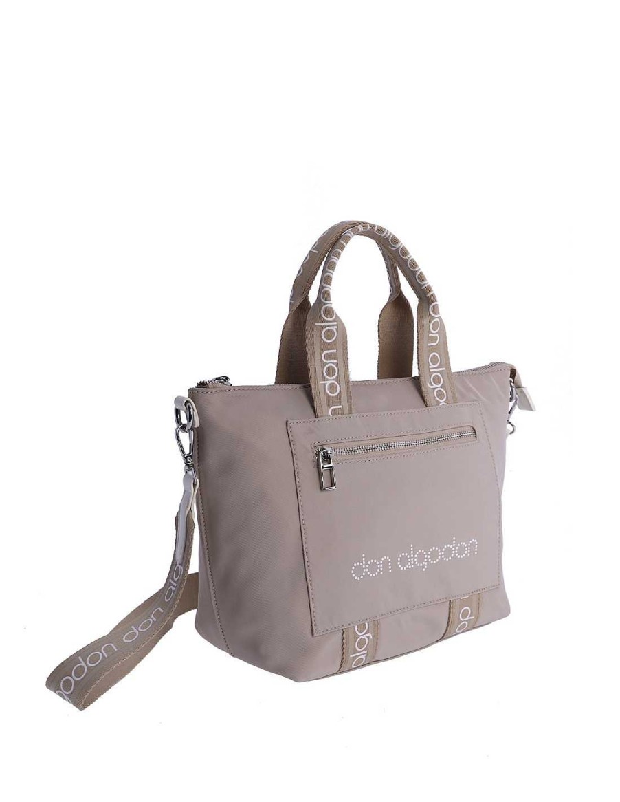 Bolsos DON ALGODON | Bolso De Mano Para Mujer Don Algodon Mirinda De Nylon Con Cremallera Beige