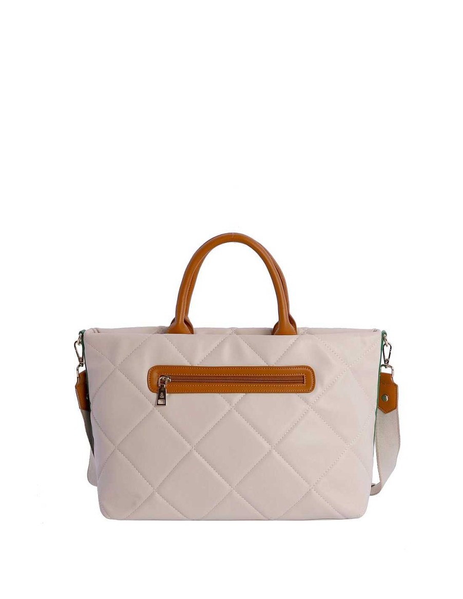 Bolsos Fun&Basics | Bolso De Mano Para Mujer Fun&Basics Orfilia De Piel Sintetica Con Cremallera Beige