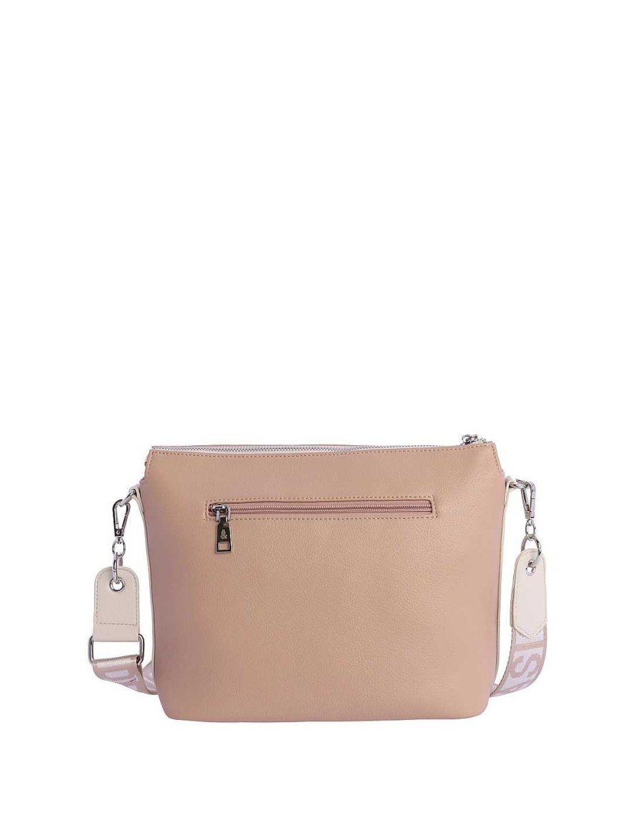 Bolsos Fun&Basics | Bolso Bandolera Para Mujer Fun&Basics Joana De Piel Sintetica Con Cremallera Beige