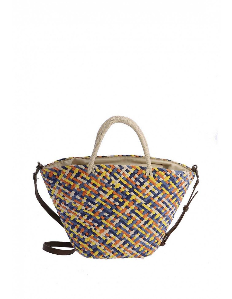 Bolsos FOR TIME | Bolso Capazo De Mano Para Mujer For Time Kacem De Rafia Multicolor