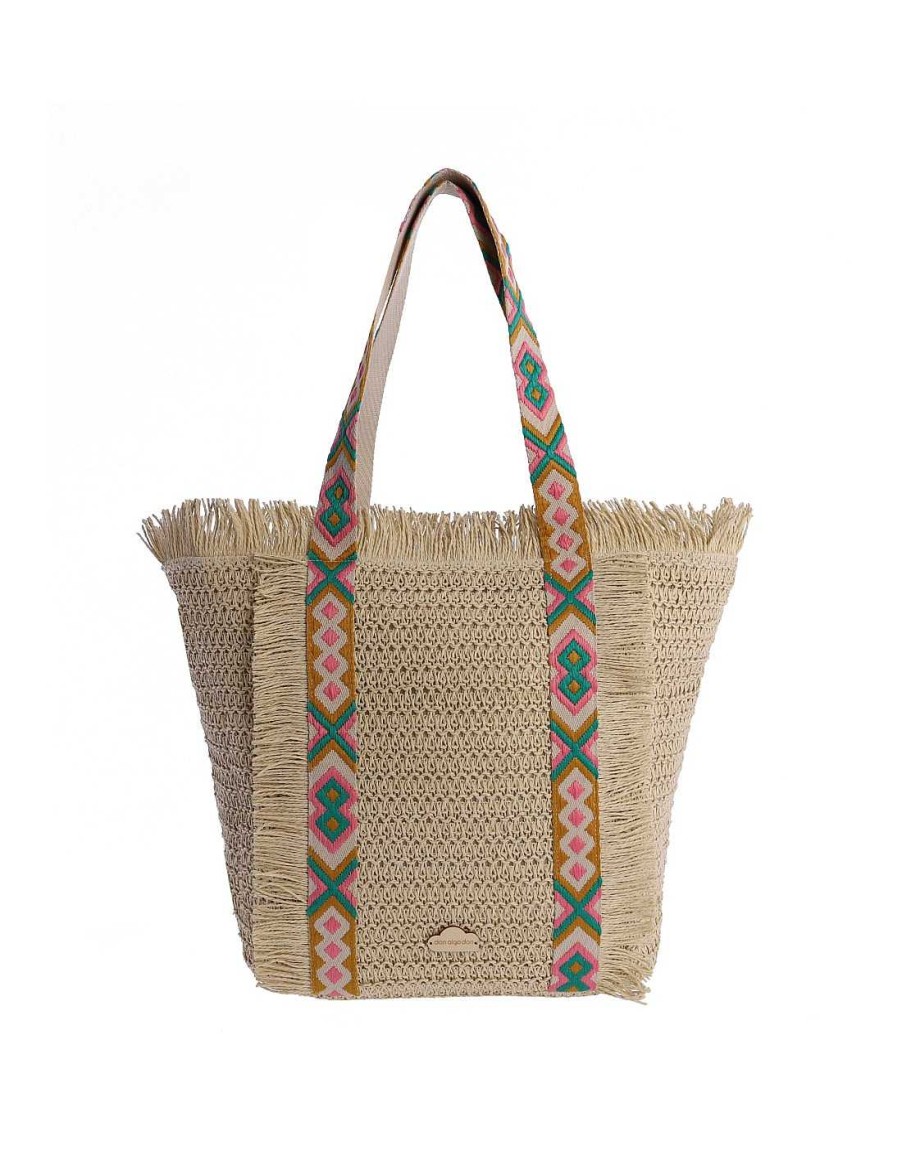 Bolsos DON ALGODON | Bolso Shopper Nature Para Mujer Don Algodon Silvia Con Cremallera Natural