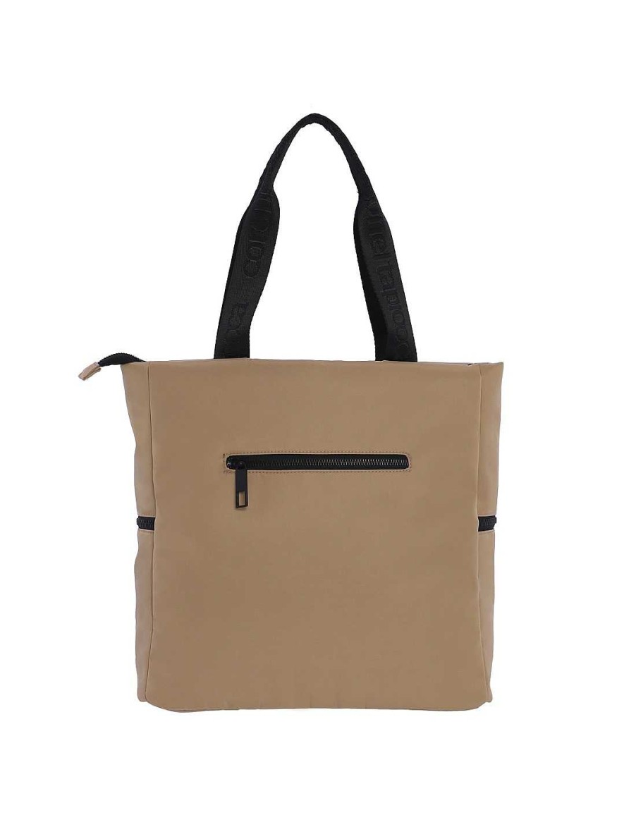 Bolsos CORONEL TAPIOCCA | Bolso Shopper Para Mujer Coronel Tapiocca Petra De Nylon Con Cremallera Beige