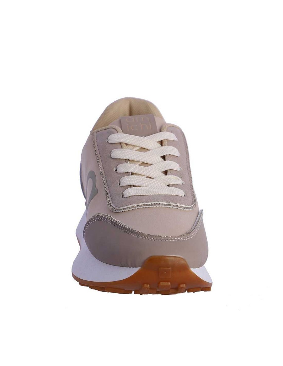 Calzado AMICHI | Zapatilla Deportiva Para Mujer Amichi Daisy De Nylon Y Pu Beige