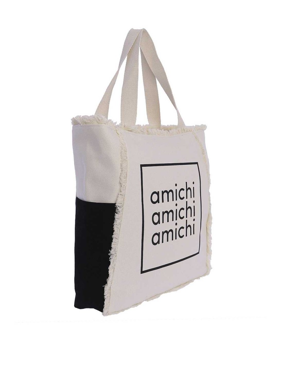 Bolsos AMICHI | Bolso De Playa Para Mujer Amichi Serva Con Cremallera Natural