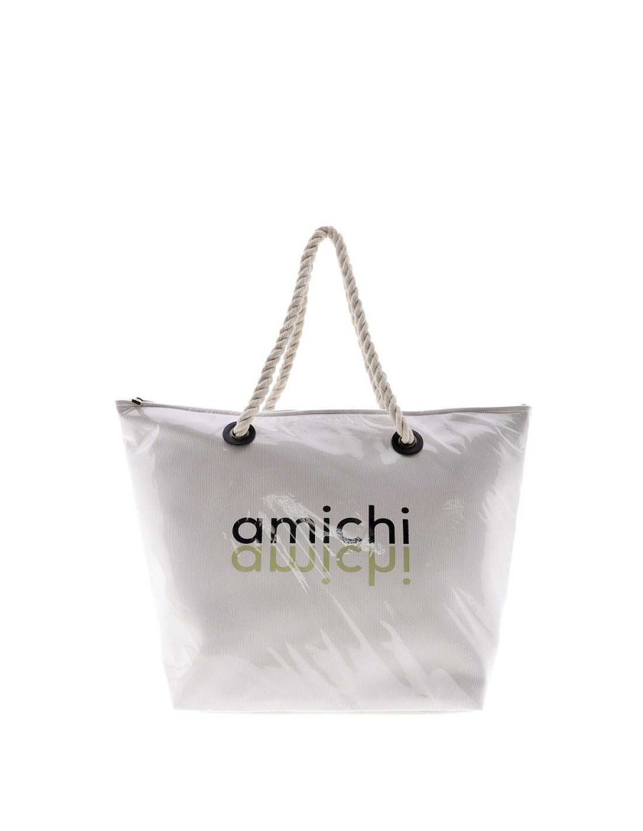 Bolsos AMICHI | Bolso De Playa Para Mujer Amichi Servula Con Cremallera Natural