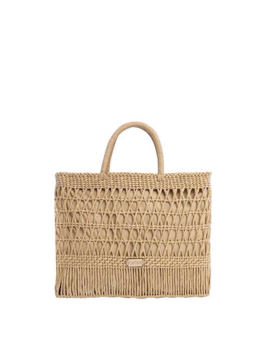 Bolsos FOR TIME | Bolso Capazo De Mano Para Mujer For Time Larache De Rafia Natural