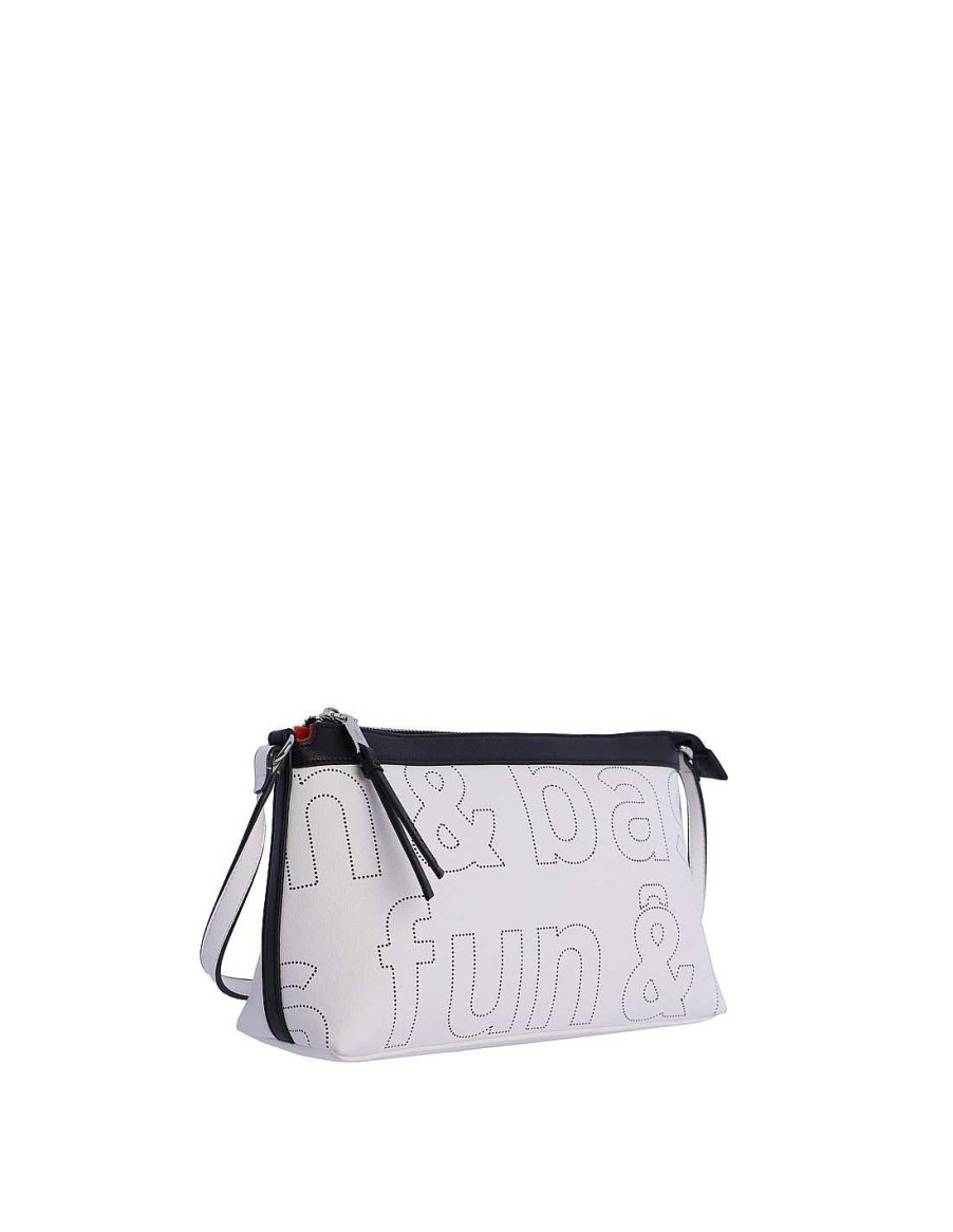 Bolsos Fun&Basics | Bolso Bandolera Para Mujer Fun&Basics Ondina De Piel Sintetica Con Cremallera Blanco