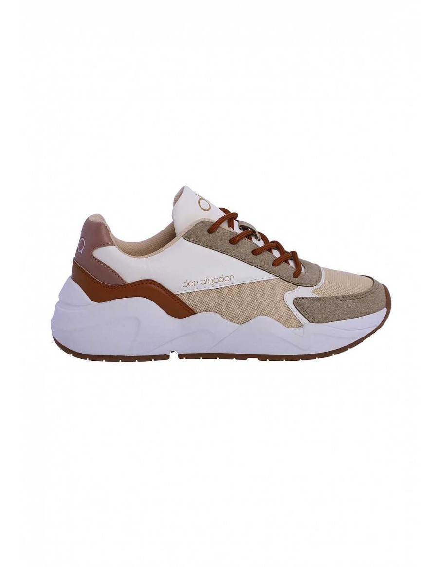 Calzado DON ALGODON | Zapatillas Deportivas Para Mujer Don Algodon Pisa De Piel Sintetica Beige