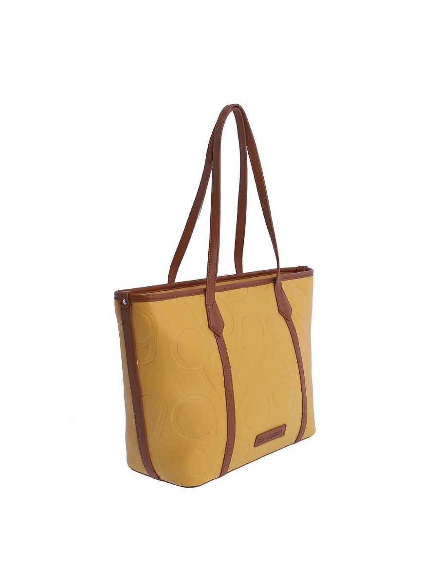 Bolsos DON ALGODON | Bolso Shopper Para Mujer Don Algodon Melitina De Piel Sintetica Con Cremallera Mostaza