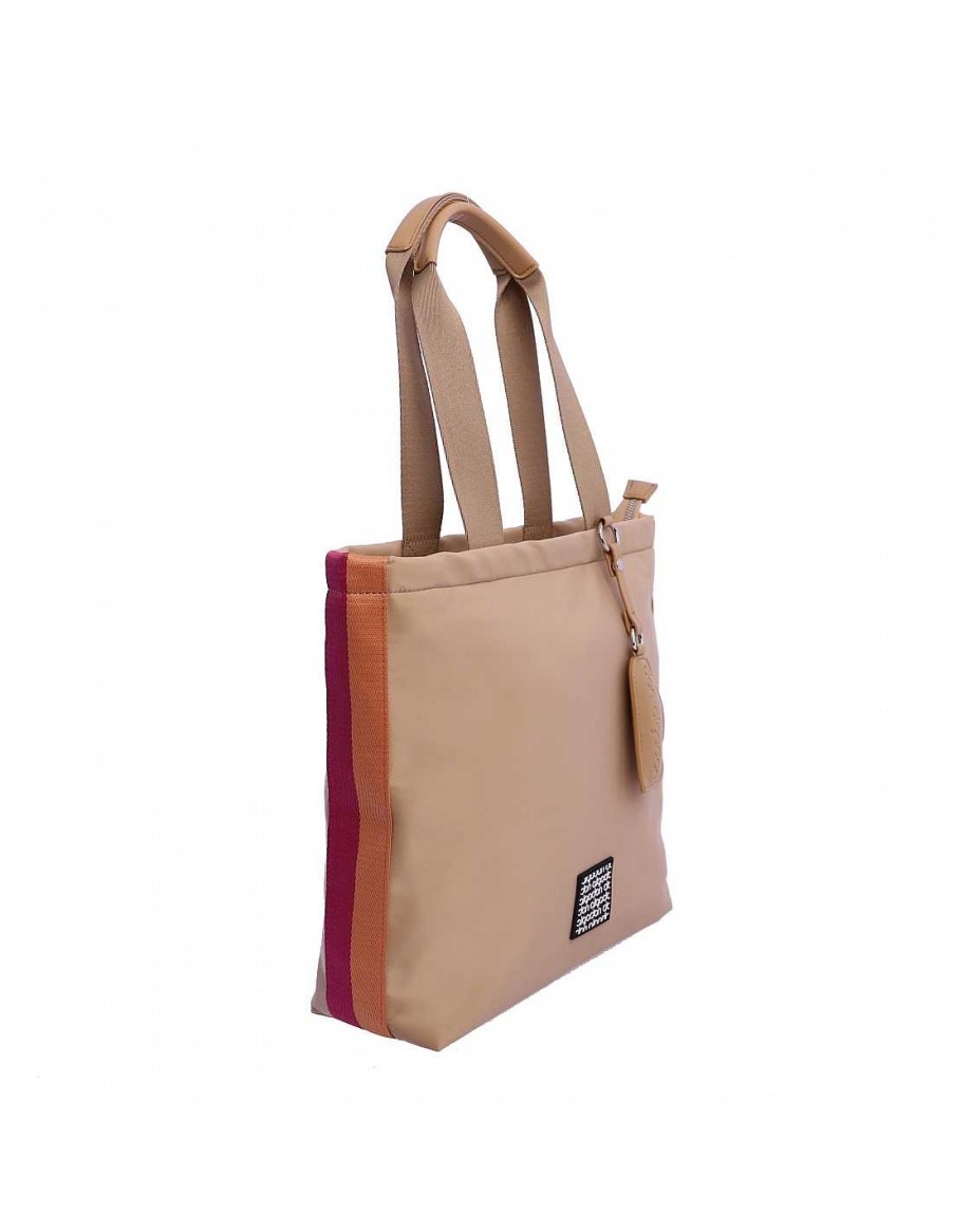 Bolsos DON ALGODON | Bolso Shopper Para Mujer Don Algodon Giara De Nylon Beige