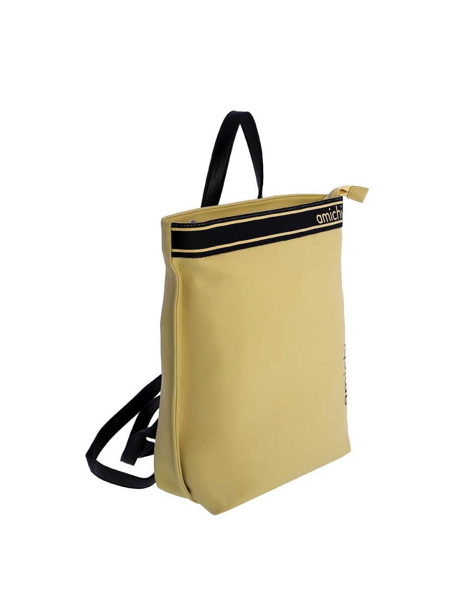 Bolsos AMICHI | Mochila Para Mujer Amichi Pastora De Piel Sintetica Con Cremallera Amarillo