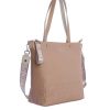 Bolsos Fun&Basics | Bolso Shopper Para Mujer Fun&Basics Jezabel De Rafia Con Cremallera Beige