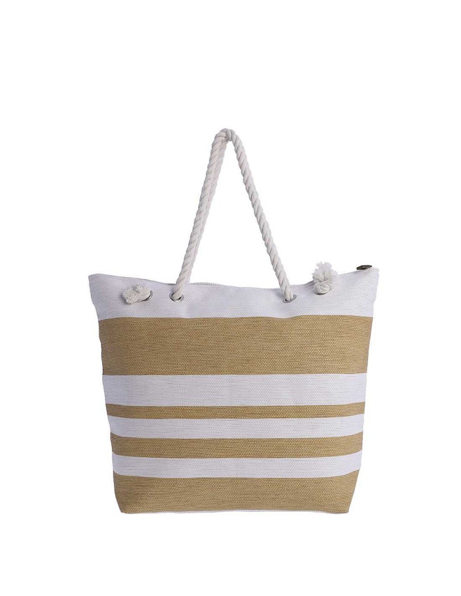 Bolsos DON ALGODON | Bolso De Playa Para Mujer Don Algodon Rosina Con Cremallera Natural