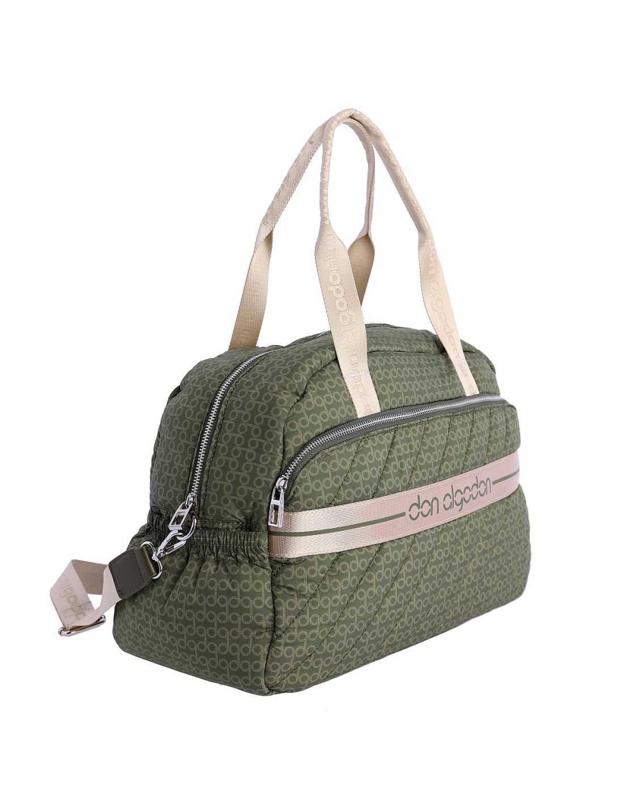 Bolsos DON ALGODON | Bolso De Fin De Semana Para Mujer Don Algodon Cristal Negro Con Cremallera Verde