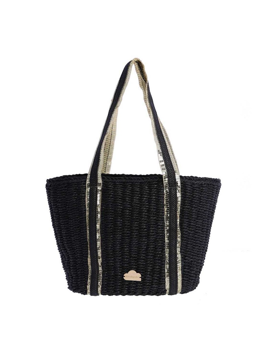 Bolsos DON ALGODON | Bolso Shopper Nature Para Mujer Don Algodon Sara Con Cremallera Negro