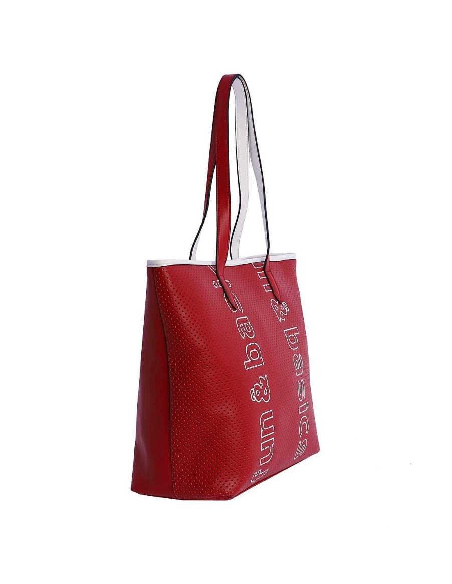 Bolsos Fun&Basics | Bolso Shopper Para Mujer Fun&Basics Jessica De Piel Sintetica Con Cremallera Rojo