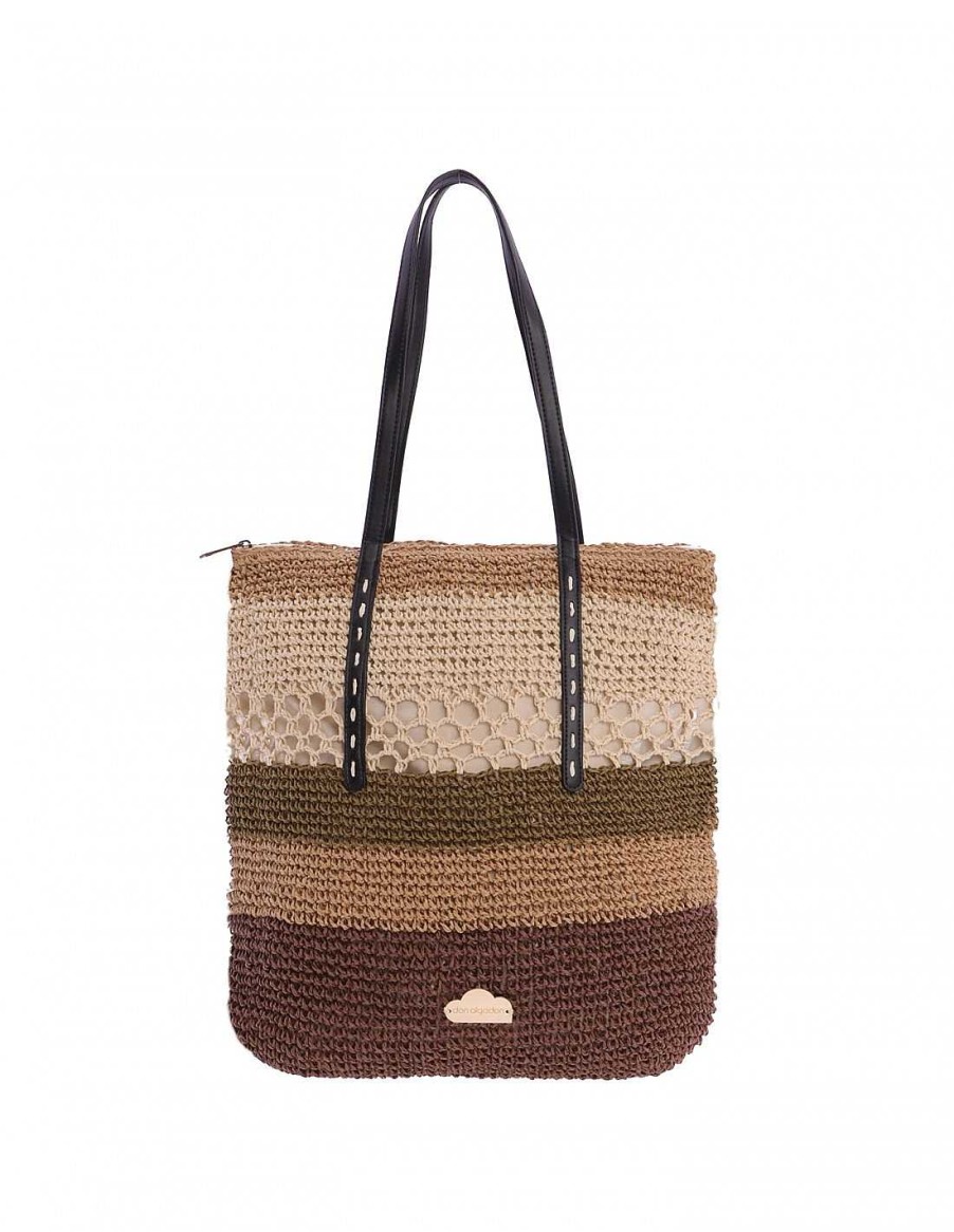 Bolsos DON ALGODON | Bolso Shopper Para Mujer Don Algodon Sunny De Rafia Multicolor