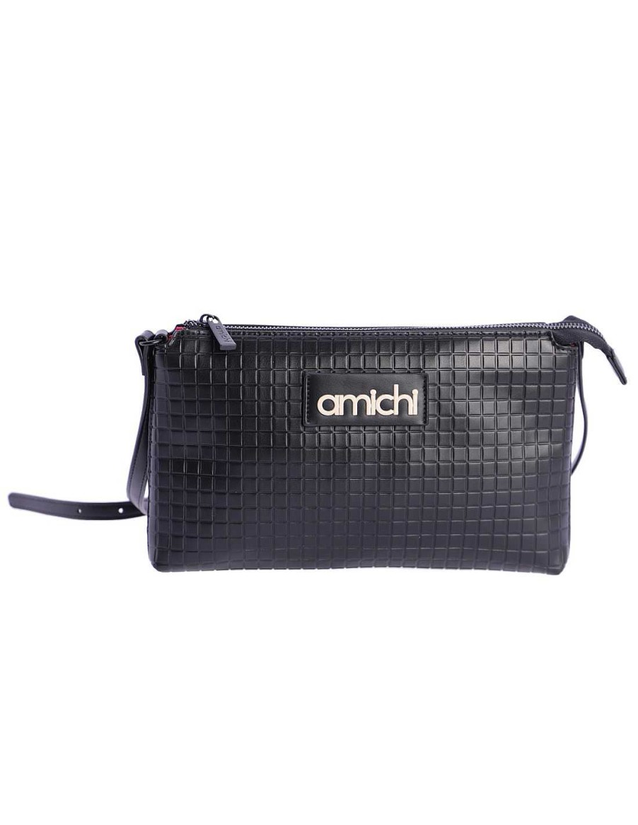 Bolsos AMICHI | Bolso Bandolera Para Mujer Amichi Alma De Sintetico Con Cremallera Negro