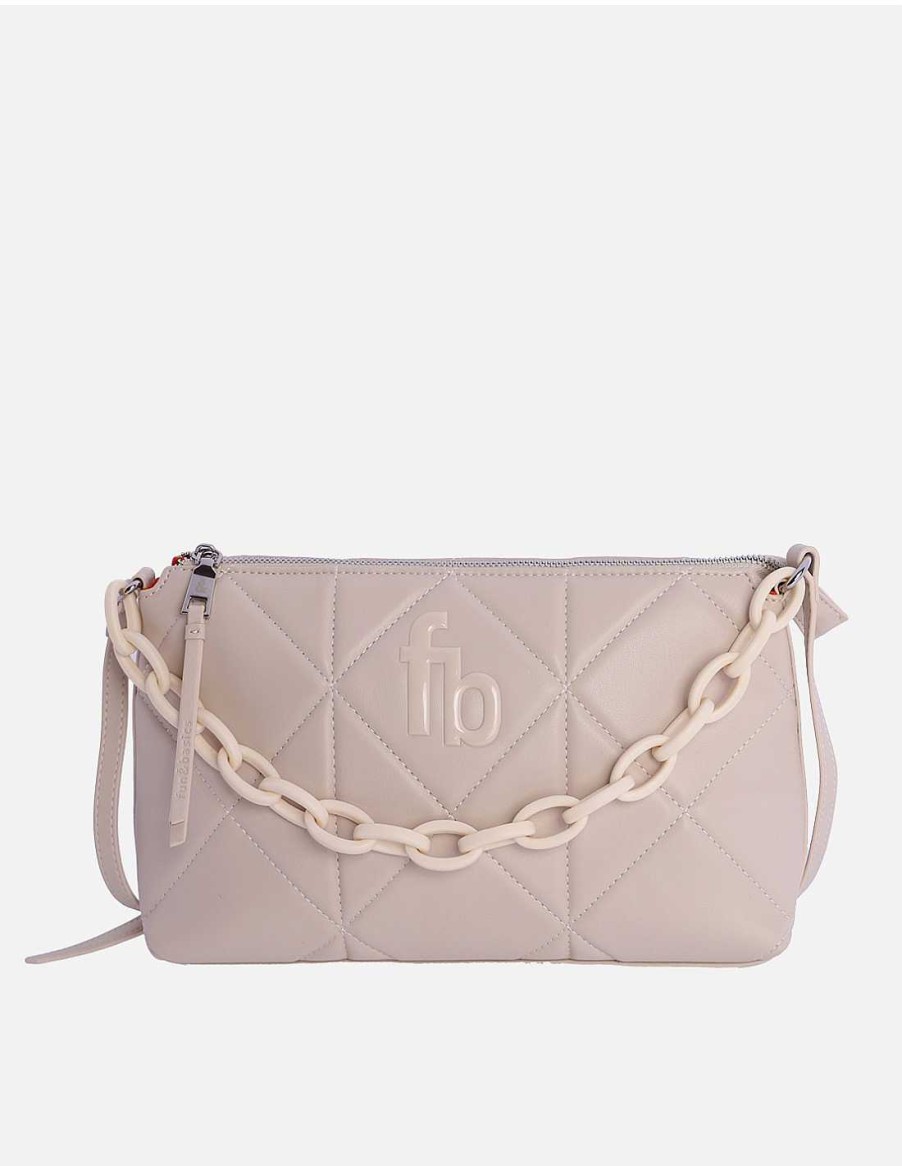 Bolsos Fun&Basics | Bolso Bandolera De Mujer Lila Con Cremallera Beige