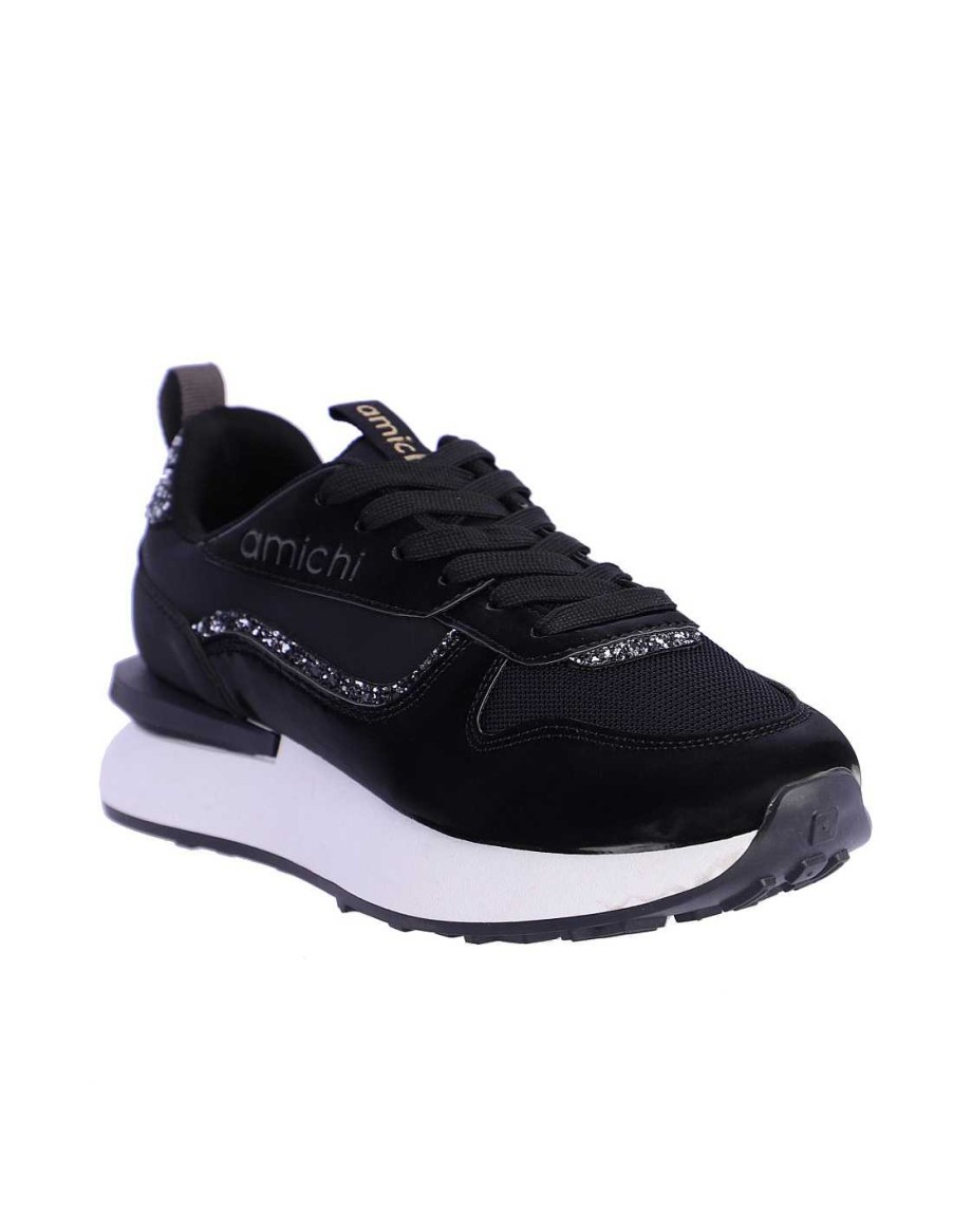 Calzado AMICHI | Zapatilla Deportiva Para Mujer Amichi Dafne De Nylon Y Pu Negro