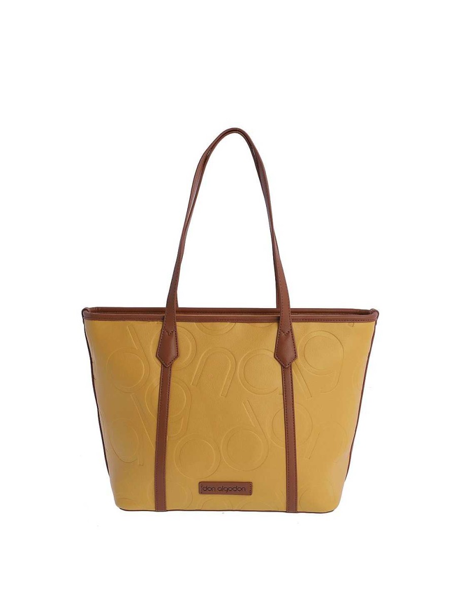 Bolsos DON ALGODON | Bolso Shopper Para Mujer Don Algodon Melitina De Piel Sintetica Con Cremallera Mostaza