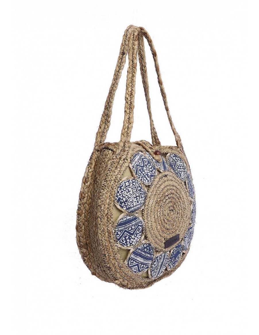 Bolsos FOR TIME | Bolso Shopper Redondo Para Mujer For Time Sefrou De Yute Natural