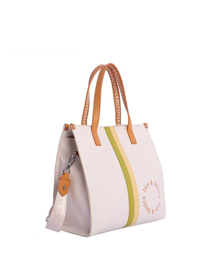 Bolsos Fun&Basics | Bolso Shopper Para Mujer Fun&Basics Orellana De Piel Sintetica Con Cremallera Multicolor