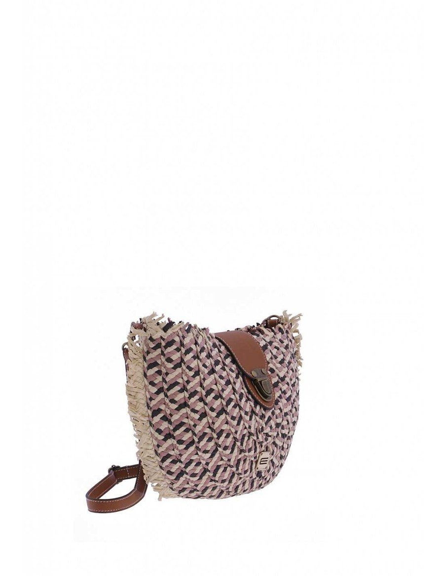 Bolsos EFERRI | Bolso Bandolera Para Mujer Eferri Valta De Rafia Con Cremallera Multicolor