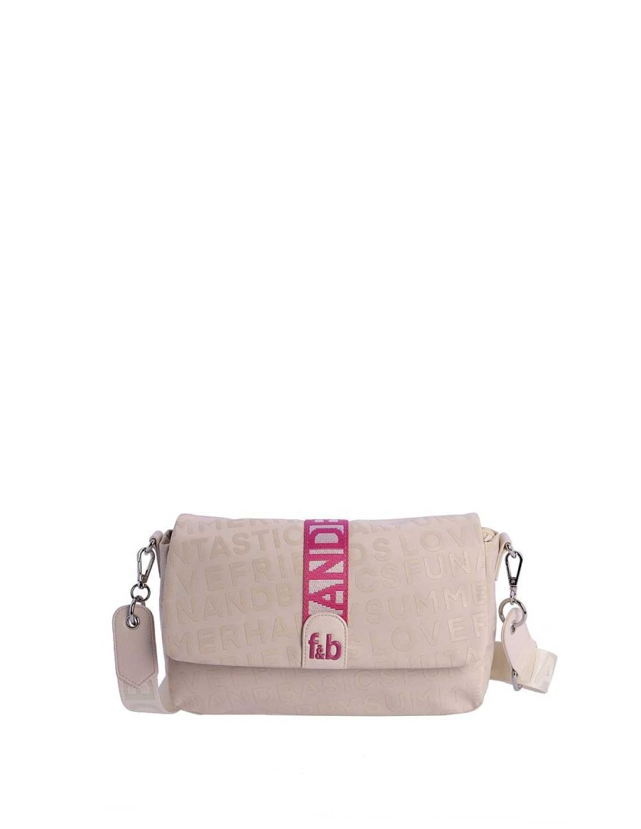 Bolsos Fun&Basics | Bolso Bandolera Para Mujer Fun&Basics Odelia De Nylon Con Cremallera Beige