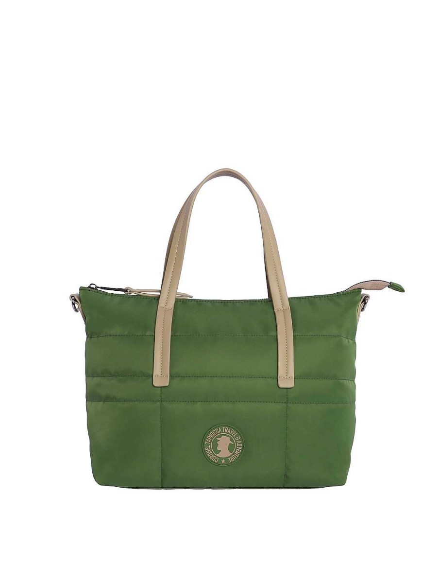 Bolsos CORONEL TAPIOCCA | Bolso Shopper Para Mujer Coronel Tapiocca Piera De Nylon Con Cremallera Verde