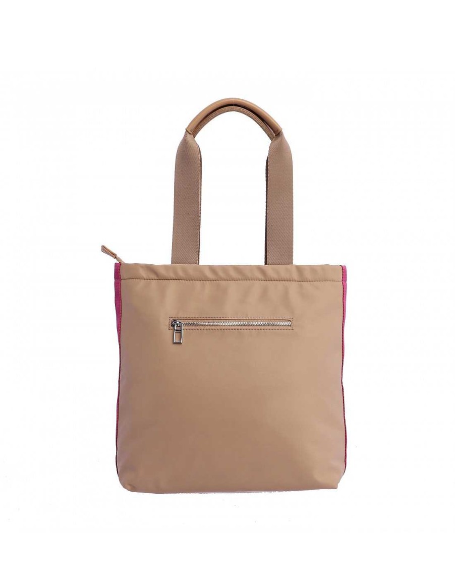 Bolsos DON ALGODON | Bolso Shopper Para Mujer Don Algodon Giara De Nylon Beige