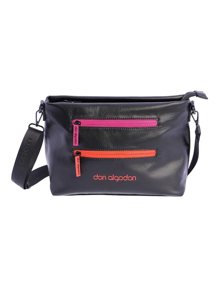 Bolsos DON ALGODON | Bolso Bandolera Don Algodon Nectar Textil Con Cremallera Negro