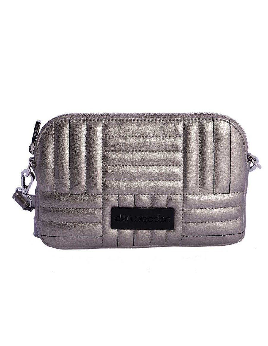 Bolsos DON ALGODON | Bolso Bandolera Para Mujer Don Algodon Celeste Sintetico Con Cremallera Plata