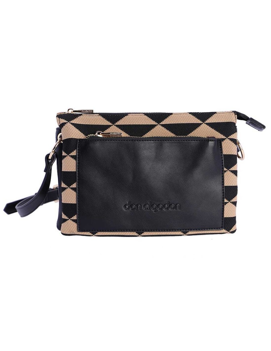 Bolsos DON ALGODON | Bolso Bandolera Para Mujer Don Algodon Begona Textil Con Cremallera Negro