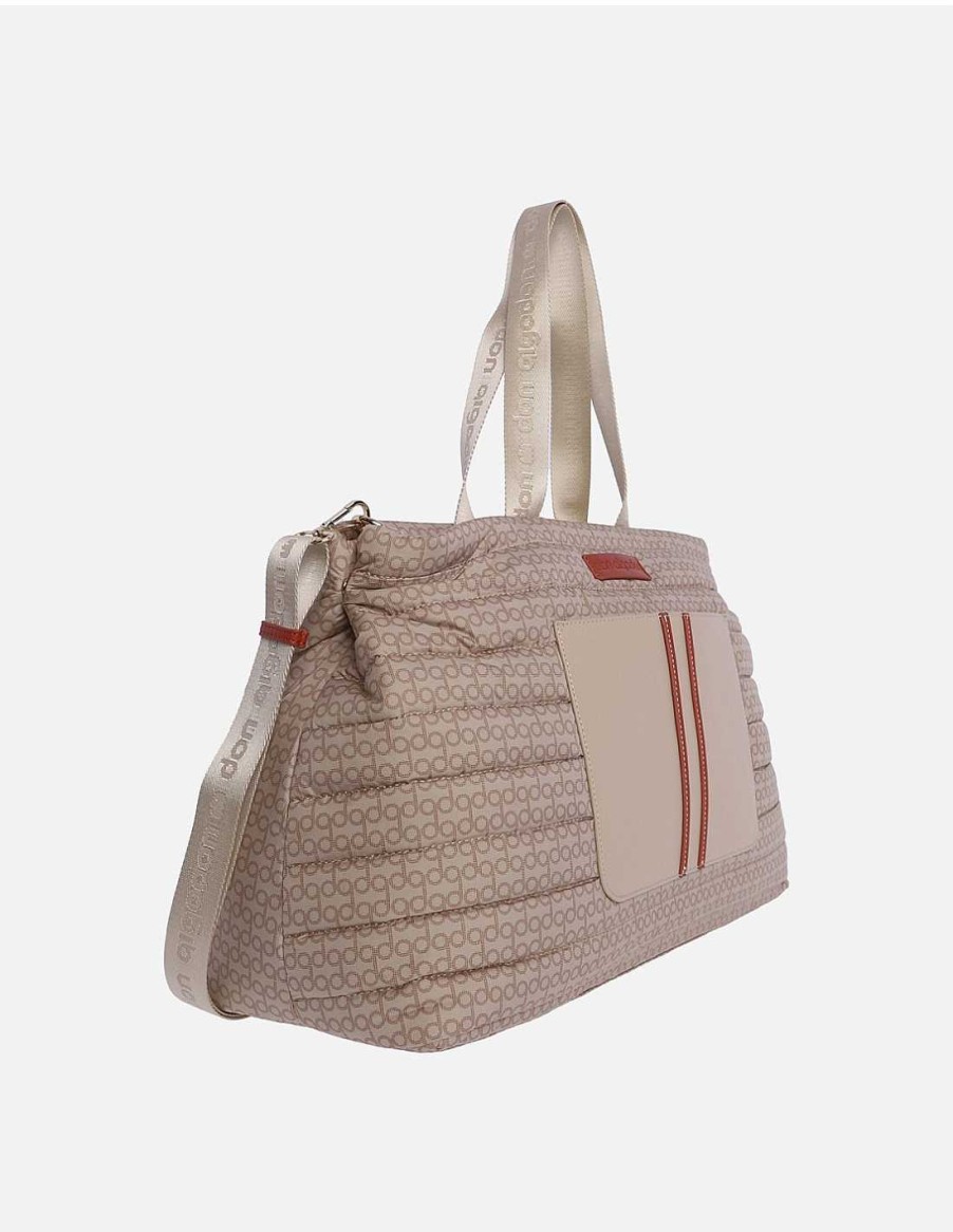 Bolsos DON ALGODON | Bolsa De Fin De Semana Para Mujer Don Algodon Marta De Nylon Con Cremallera Beige