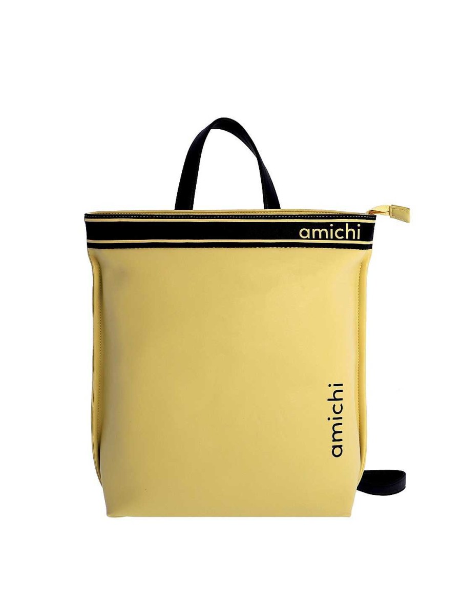 Bolsos AMICHI | Mochila Para Mujer Amichi Pastora De Piel Sintetica Con Cremallera Amarillo