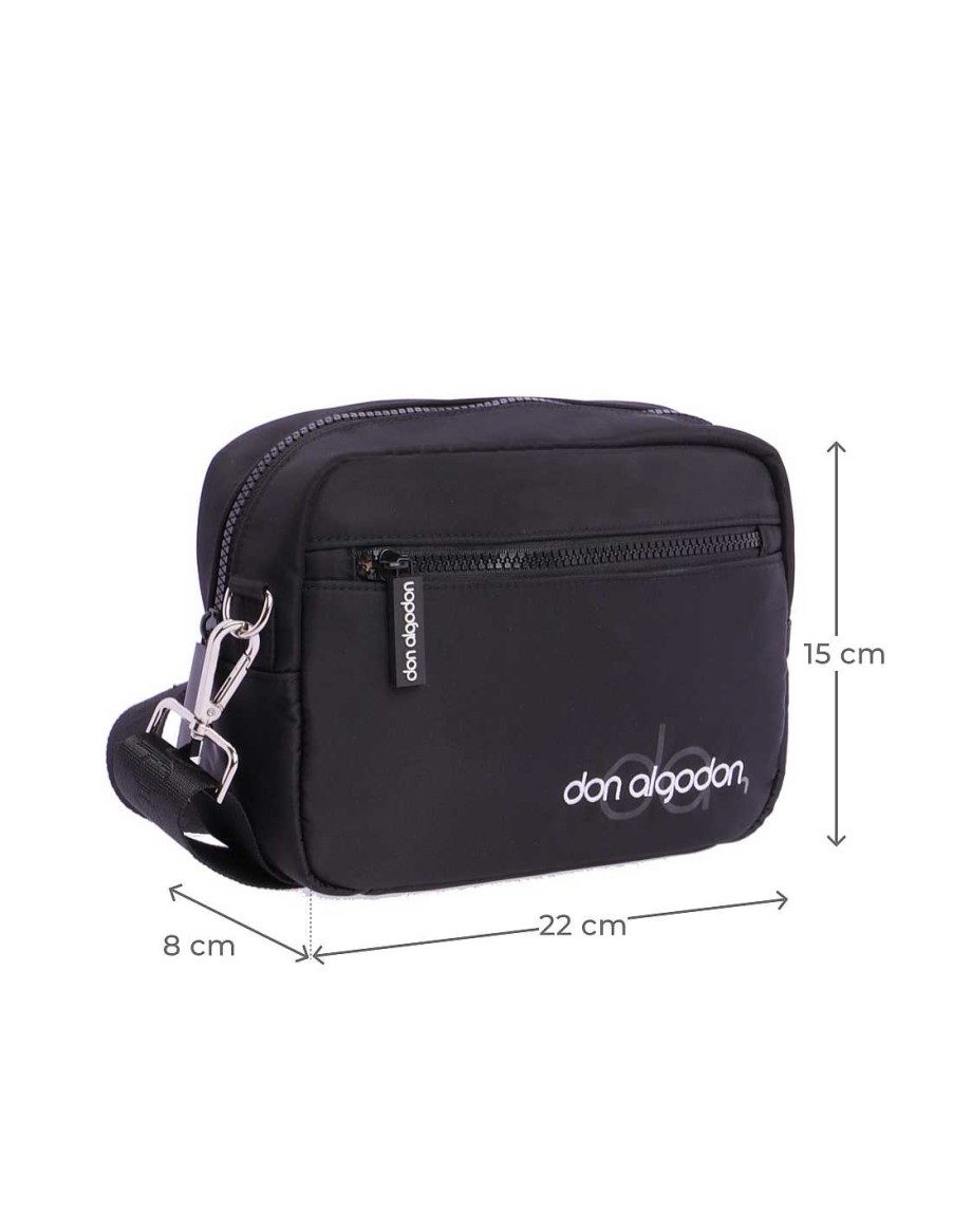 Bolsos DON ALGODON | Bolso Bandolera De Mujer Don Algodon Zaira De Nylon Negro