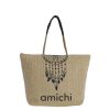 Bolsos AMICHI | Bolso De Playa Para Mujer De Rafia Amichi Severa Con Cremallera Natural