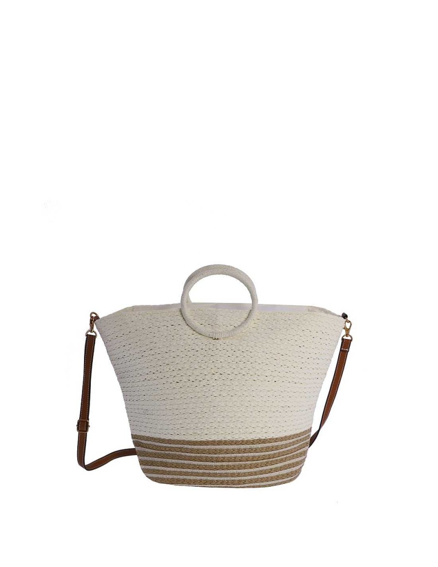 Bolsos AMICHI | Bolso De Mano Para Mujer Amichi Sinforiana De Rafia Con Cremallera Natural