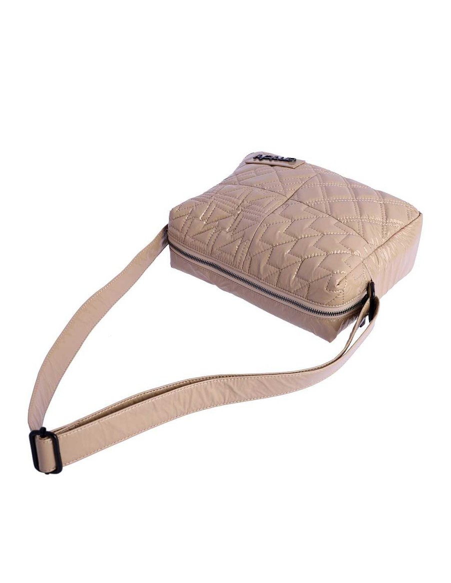 Bolsos AMICHI | Bolso Bandolera Para Mujer Amichi Adelina De Charol Con Cremallera Beige