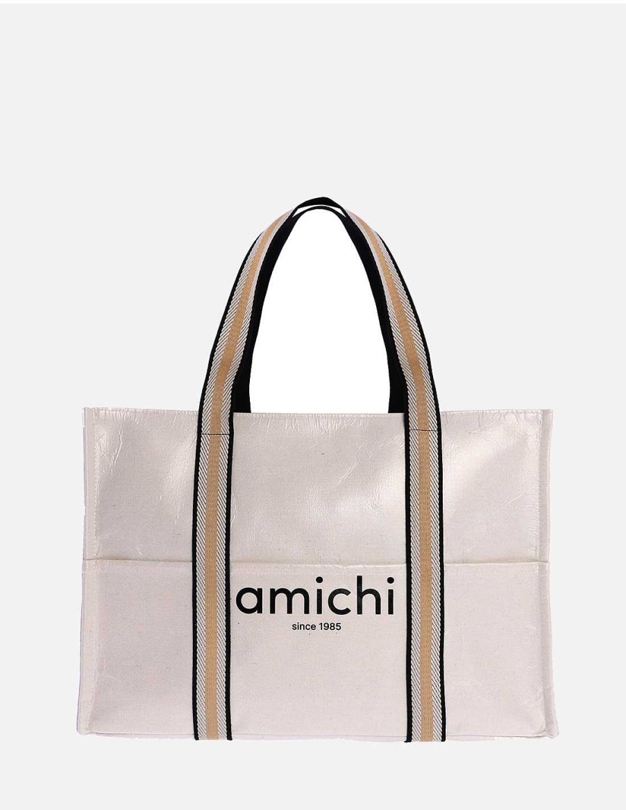 Bolsos AMICHI | Bolso De Playa Para Mujer Amichi Sibilina Con Cremallera Natural